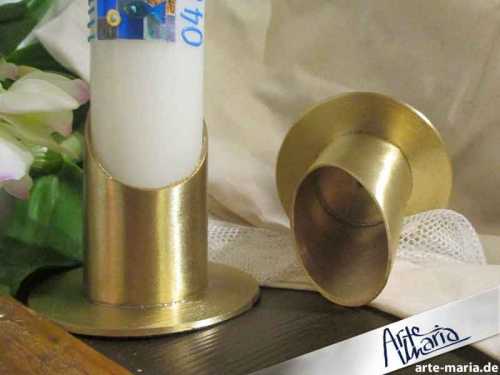Kerzenständer / Kerzenröhre geschlossen | Gold / matt gebürstet / 5cm Durchmesser
