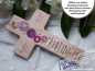 Preview: Taufkreuz QUIRIN - klein - Serie Quirin© Acquafarben - passend zur Taufkerze - personalisiert nach Deinen Wünschen