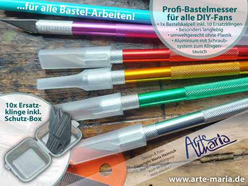 1x Profi-Bastelmesser | Bastelwerkzeug | Bastelskalpell mit 10 Ersatzklingen