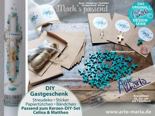 DIY SET Mitgebsel Serie CELINA© Farbe Mattheo | Gastgeschenk / Dankeschön für Deine Gäste | Kraftpapier-Tütchen | Sticker - Kopie