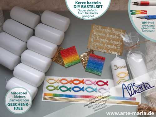 BASTELSET DIY Kit „Danke“ Mitgebsel / kunterbunte Mischung mit Gold oder Silber | In Mädchen- oder Jungsfarben