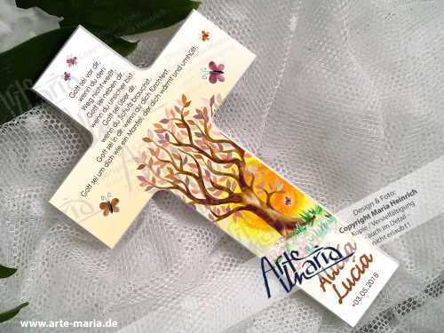 Taufkreuz ALICIA© Lebensbaum apricot | Sonnenaufgang | Taufe & Geburt | Zauberbaum