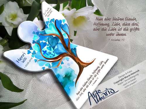 Schutzengel Henri Willi© Blau | Herzchenbaum | Lebensbaum | Baum des Lebens | Taufe & Geburt | Serie MARIO©