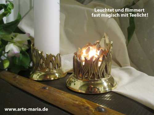 Kerzenständer modern / Kerzenhalter / Kerzenröhre | Design Flamme | Gold Hochglanz 4 cm