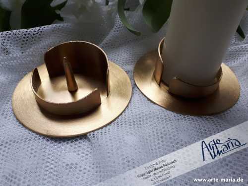 Kerzenständer offen / Kerzenhalter | Gold / matt gebürstet / 5 cm Durchmesser | klassisches Modell