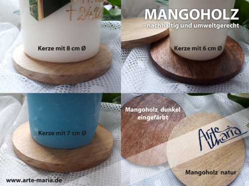 Natur pur: Edler Kerzenteller aus Holz / Mango/ dunkel eingefärbt | Untersetzer | Für Kerzen mit 6-8 cm Ø