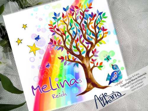 Namensschild MELINA© | Kinderzimmer-Schild | Türschild | Mini-Fingerprint-Bild