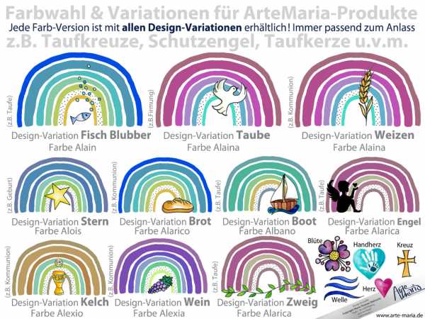 Taufkreuz | Kommunionkreuz ALARICO Serie ALMA© Regenbogen Weizen - schlicht und doch mit liebevollen Details gestaltet - personalisiert
