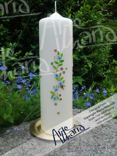 Rückseite passend zu Taufkerze JEREMIA© und alle Kerzen mit floralem Design