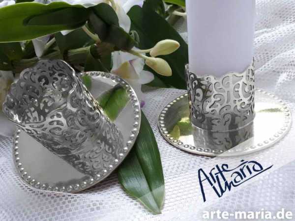 Kerzenständer / Kerzenhalter | Ornament Spitze | Silber Hochglanz 4 cm